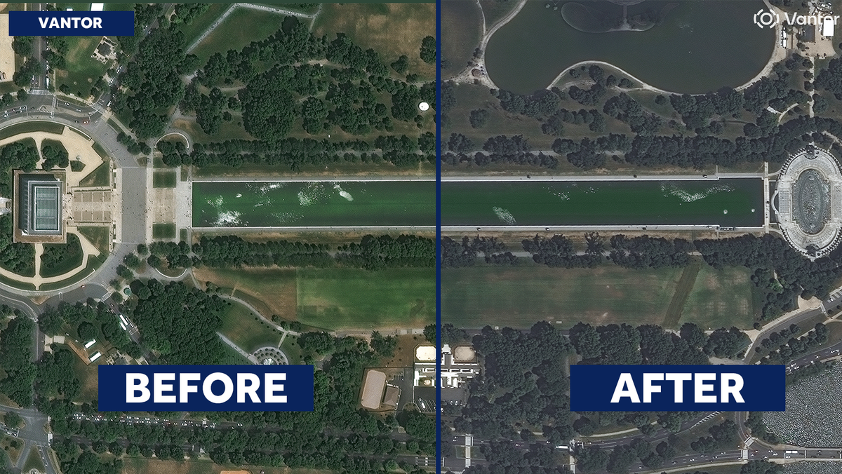 Satellite photos show DC Reflecting Pool after $14.7M work - WBAL