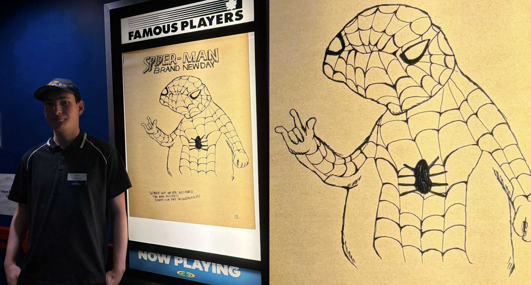 A movie theater didn’t get ‘Spider-Man’ posters. This employee drew his own