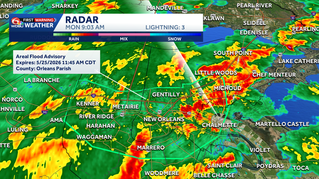 Flood Advisory in effect for Orleans, St. Bernard, Jefferson Parishes until 11:45 a.m.
