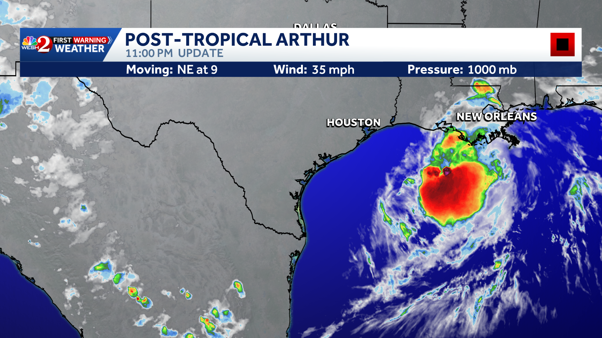 Arthur goes post-tropical, degenerates into low-pressure area along Texas coast, NHC says