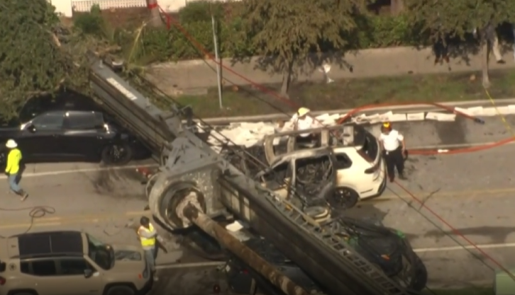 Crane collapse in Miami’s Brickell neighborhood sends four to hospital, closes Brickell Bay Drive