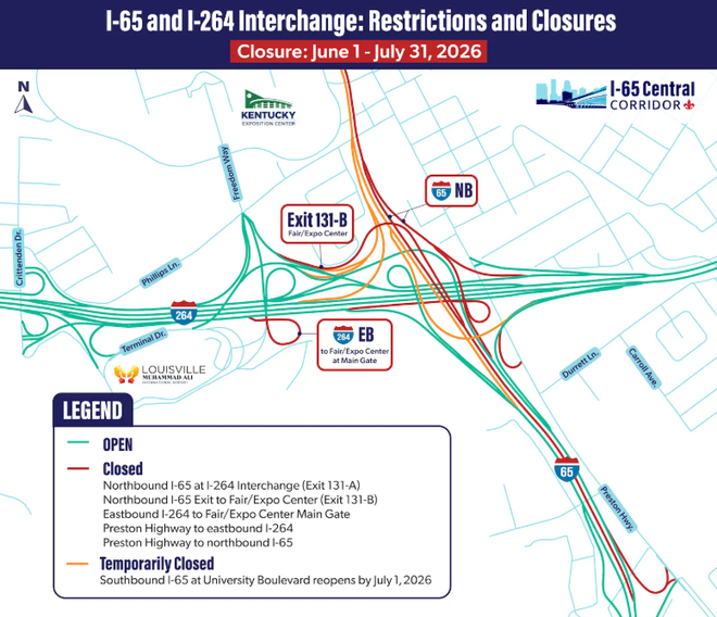 Louisville's I-65 closure: Maps, detours, timeline and more