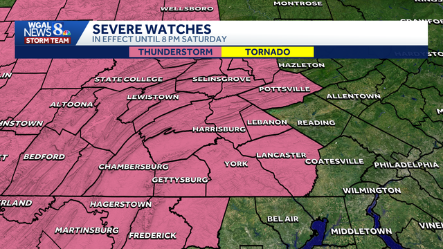 ALERT - Scattered Severe Thunderstorms Expected Saturday Evening In South Central Pennsylvania