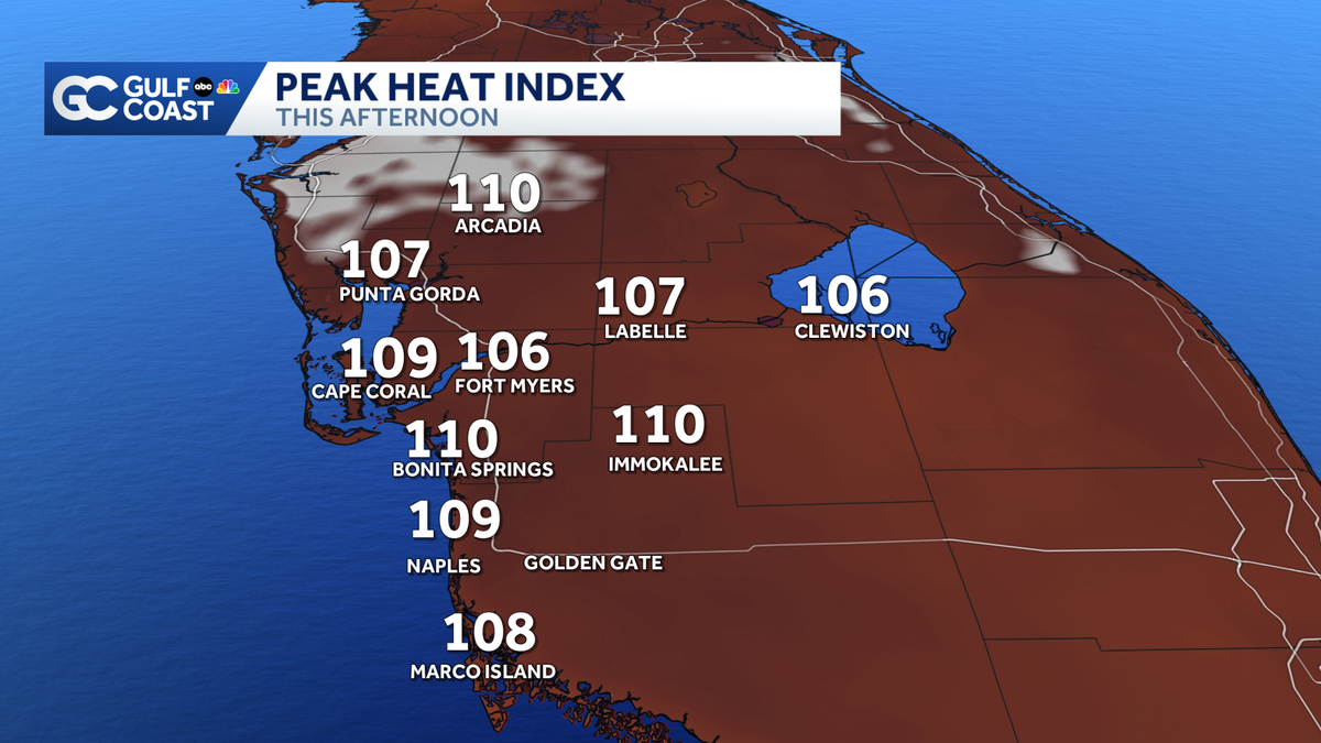 Gulf Coast Heat Index Near 110 Degrees Friday Afternoon