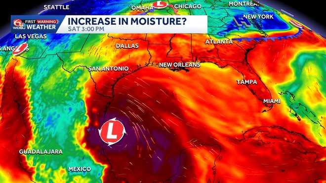Tropical wave and slow-moving front enhance rain threat next week