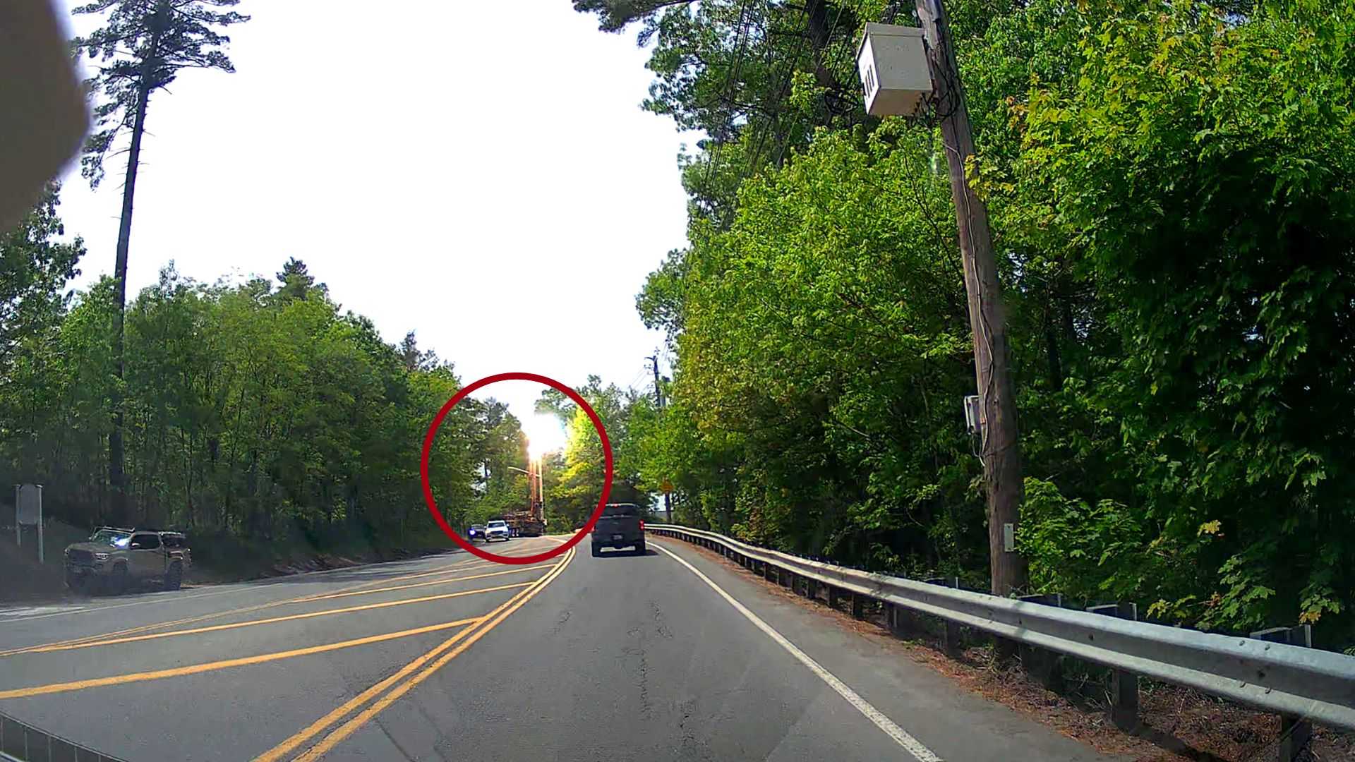 Video shows large truck pulling down wires in Mass. town