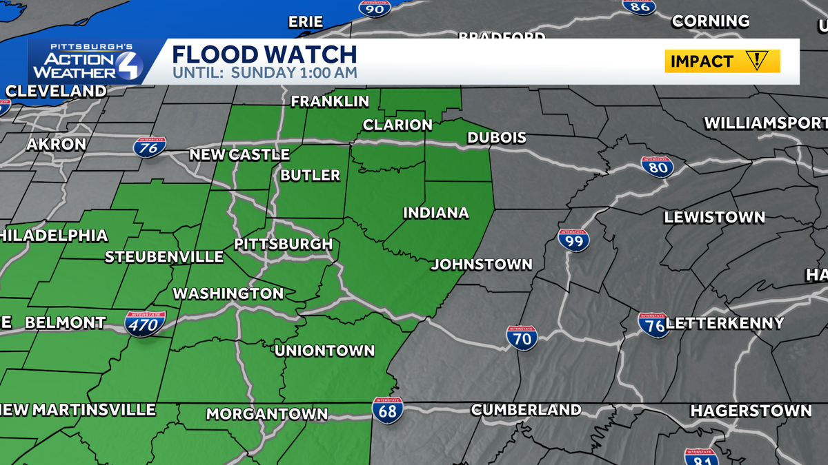 Flood Watch for western PA through 1 a.m. Sunday