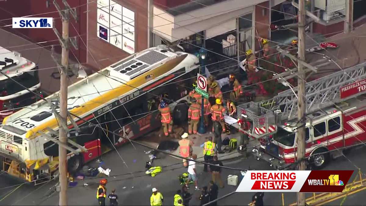 Bus collision with 12 vehicles injures up to 33 in Pikesville