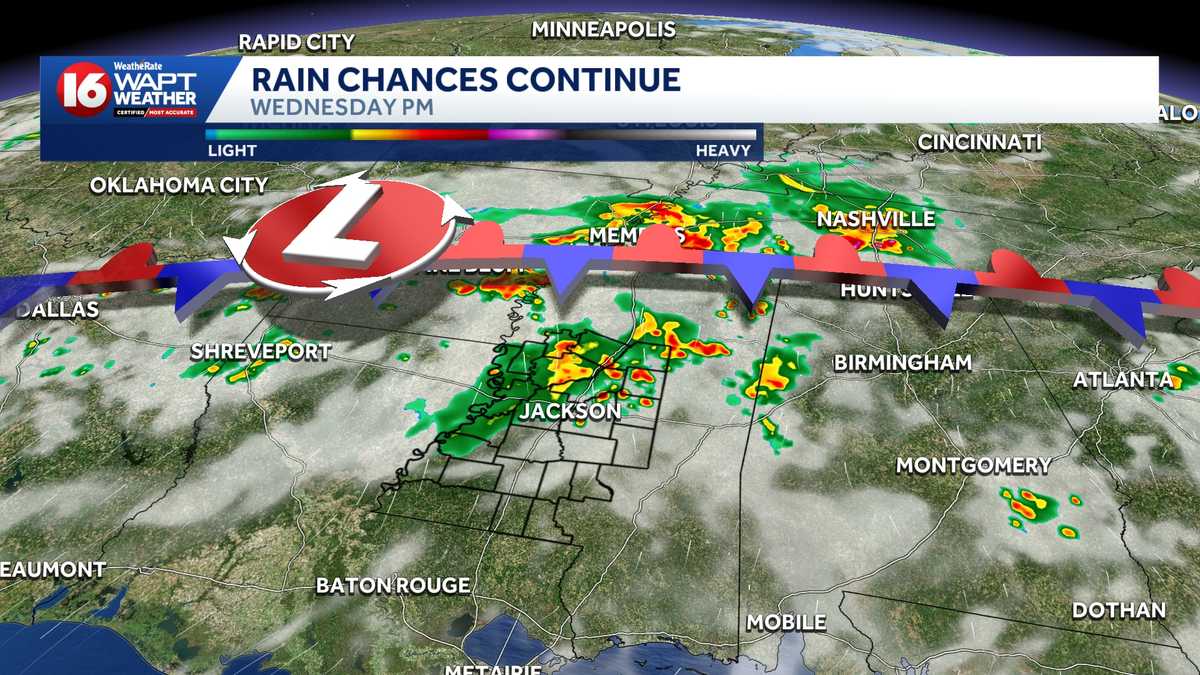 Midweek storms could deliver heavy rain and a break from the heat