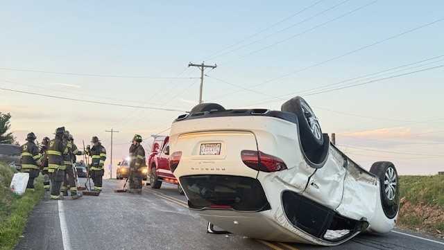 Car flips onto roof during morning crash in Lancaster County, Pa.
