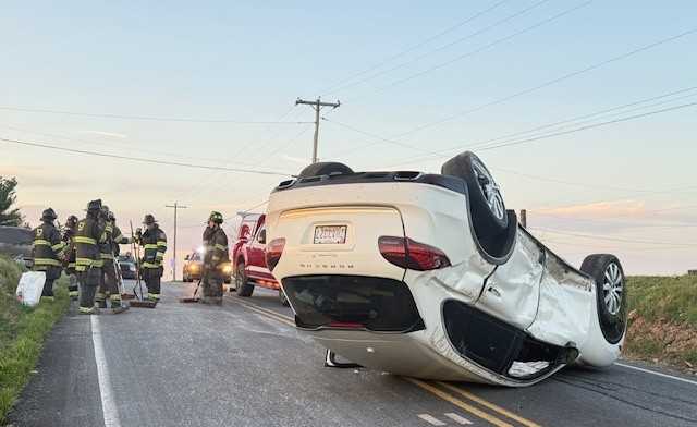Car flips onto roof during morning crash in Lancaster County, Pa.