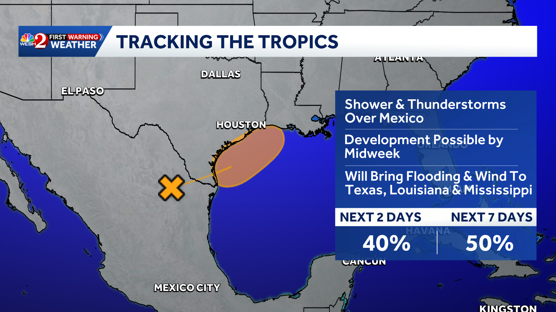 Chances increase for disturbance in Gulf; ﻿heavy rain, flooding possible in Texas, Louisiana