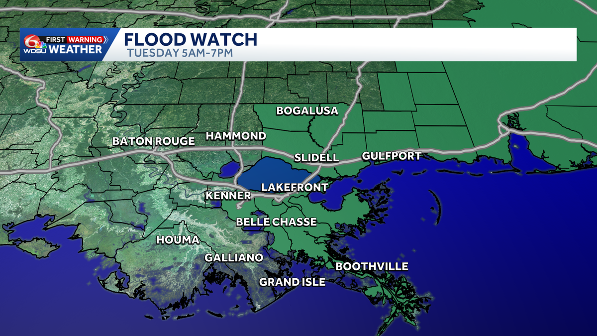 Flood watch issued for Tuesday
