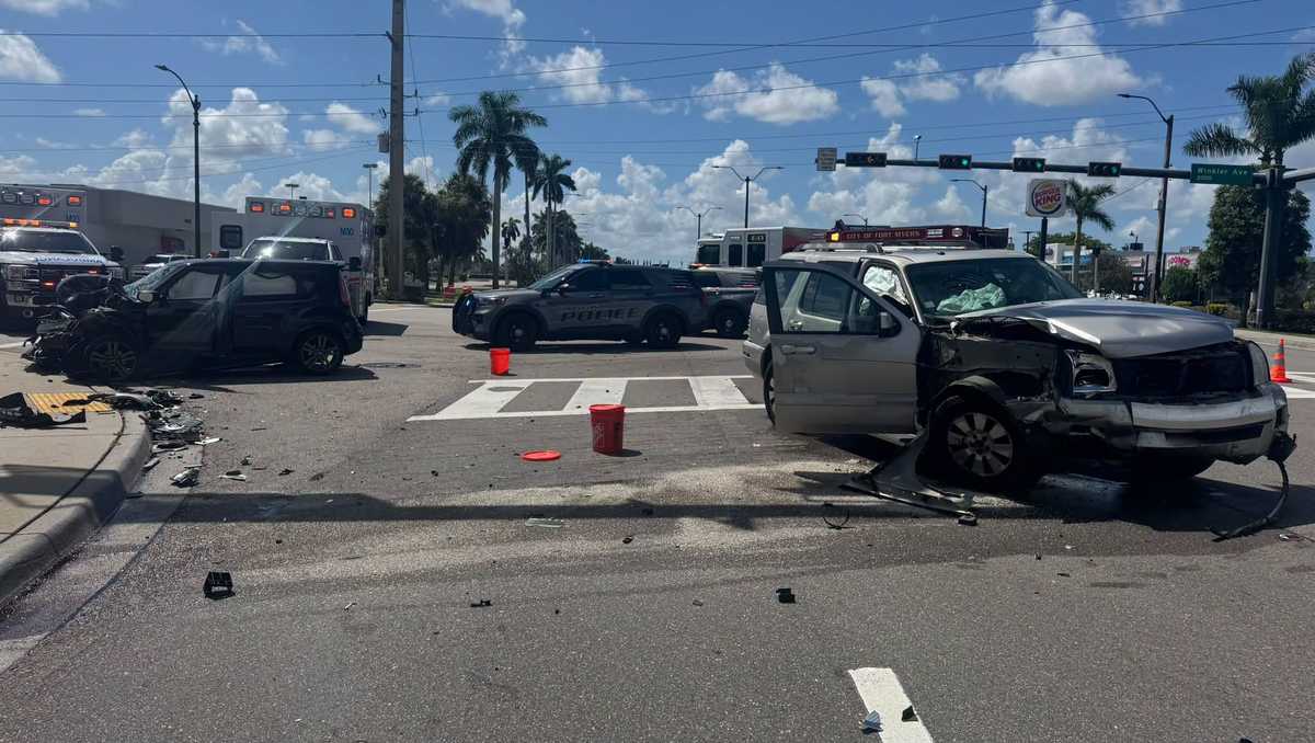 Crash shuts down part of Cleveland Ave at Winkler Ave in Fort Myers Friday