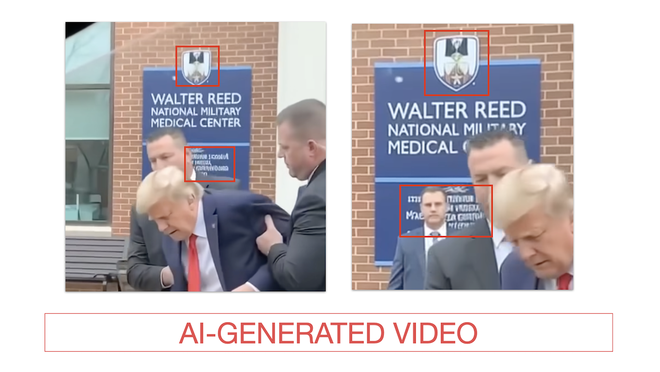 Screenshots from Facebook of the AI-generated video.