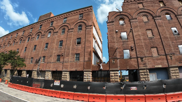 Longworth Hall partially deconstructed for Brent Spence Companion Bridge project