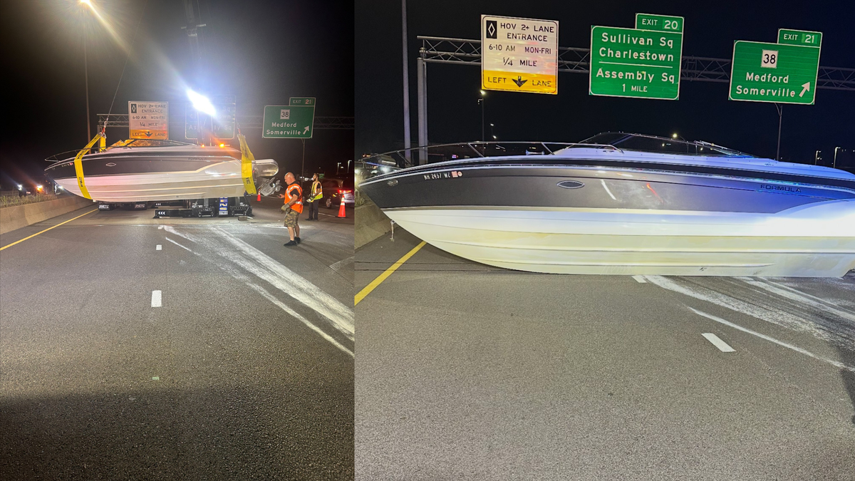 MSP: Boat, trailer overturn into traffic, block roadway on I-93