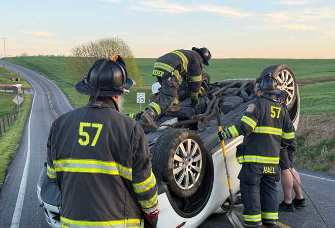 Car flips onto roof during morning crash in Lancaster County, Pa.