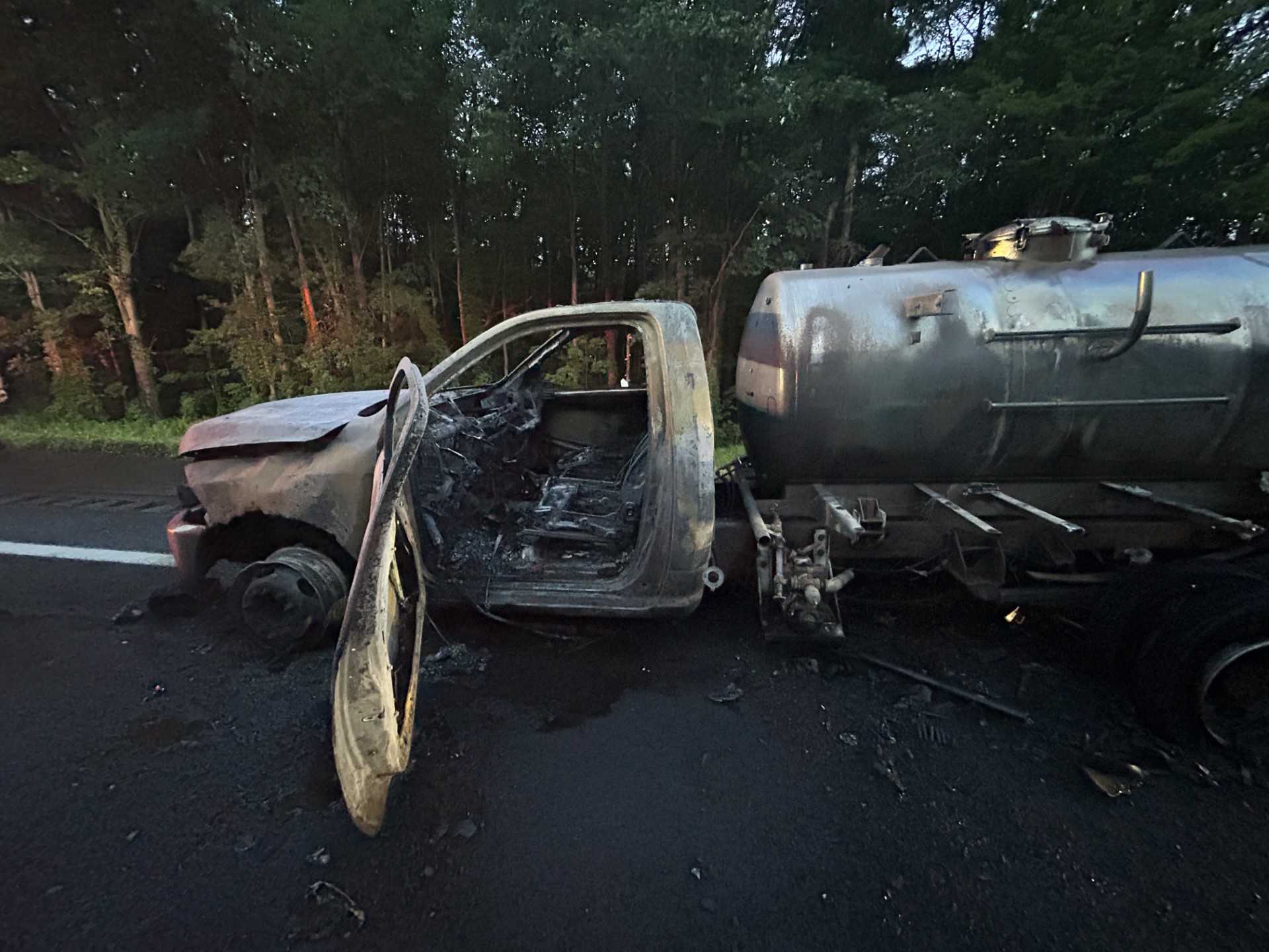 Interstate 89 in Colchester reopens following tanker truck fire - WPTZ