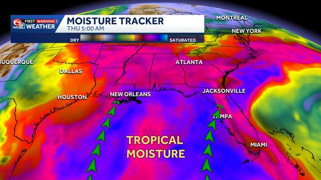 tropical moisture surges north ﻿﻿
