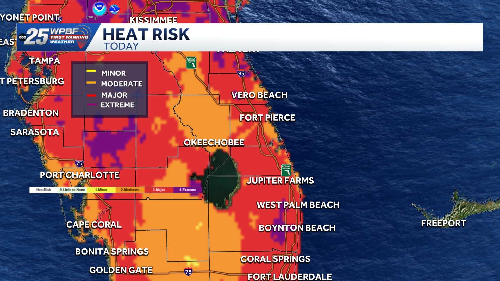Heat advisory for South Florida with feels-like temps near 105
