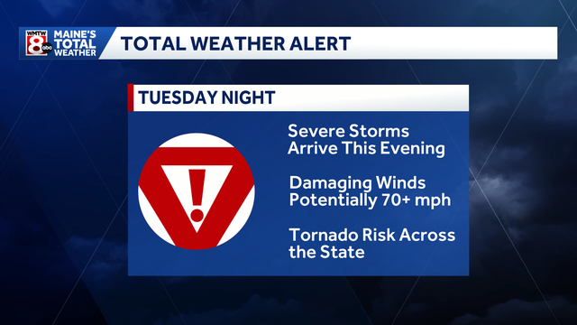 Severe thunderstorms impact Maine Tuesday night