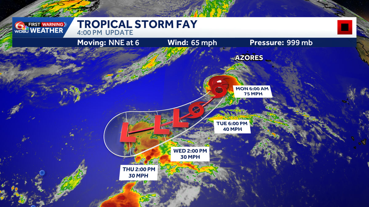 Tropical Storm Fay forms in northern Atlantic Ocean
