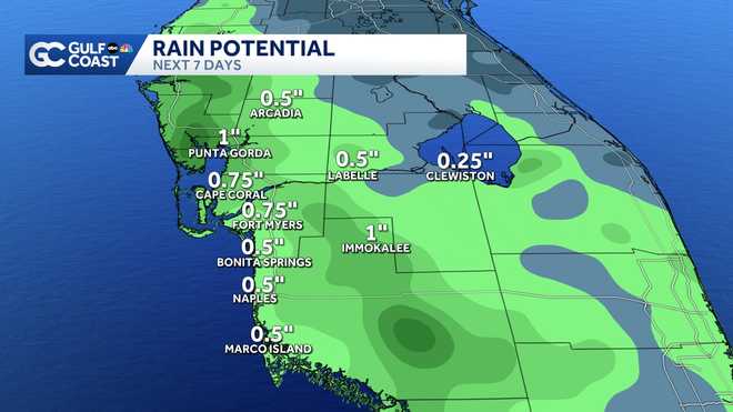 Drier air reduces rain chances Thursday evening for Florida's Gulf Coast