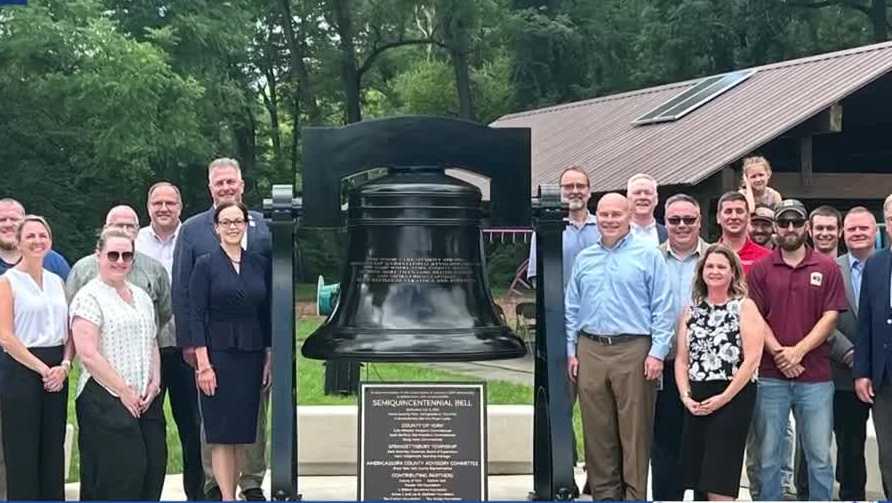 York County leaders dedicate plaque for Liberty Bell replica at Camp Security Park