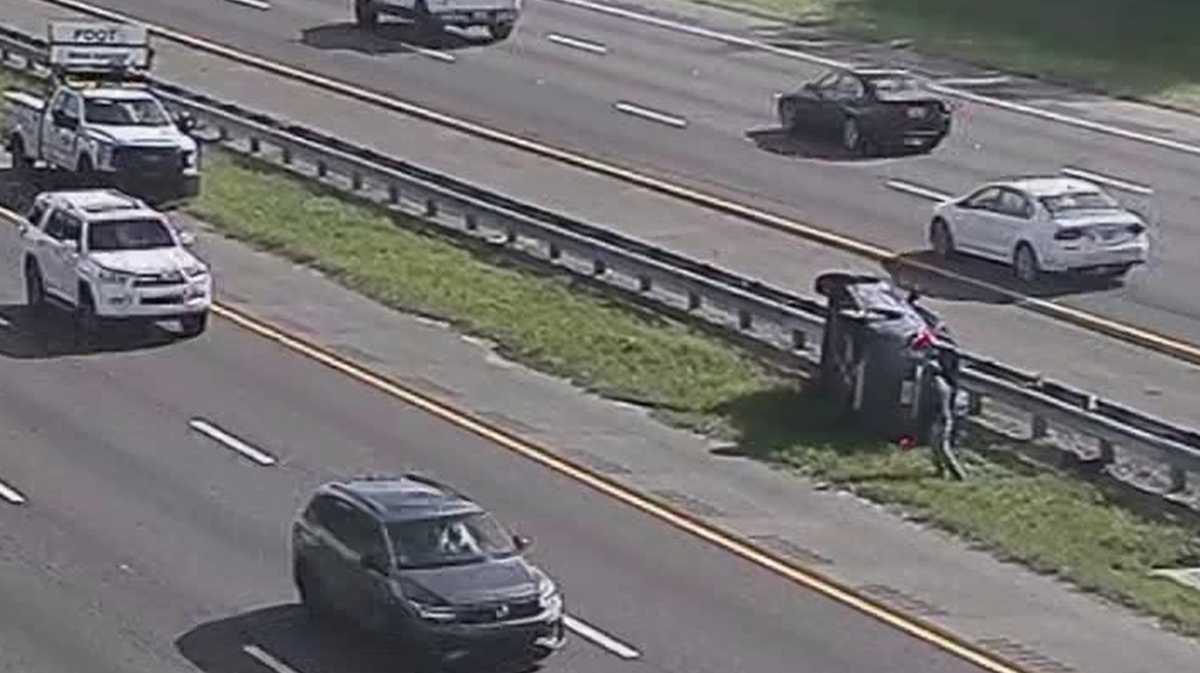 Man arrested after a hit-and-run crash flipped a car on I-4 in Volusia County