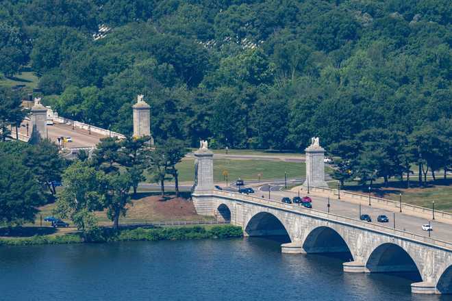 The Memorial Circle, where President Donald Trump has proposed building an arch to commemorate the United States&amp;#39; 250th anniversary is seen, Tuesday, May 19, 2026, in Washington.