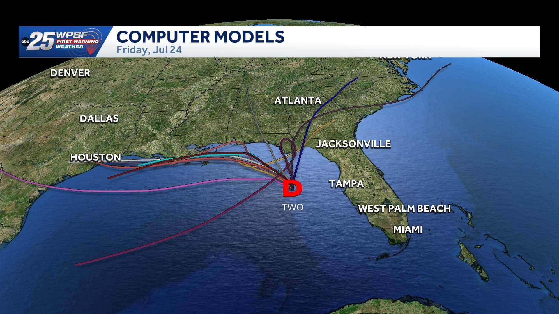 Tracking Tropical Depression Two: Computer models and maps
