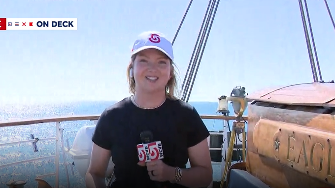 Emily Maher talks first day aboard the USCG Barque Eagle as it makes its way to Boston