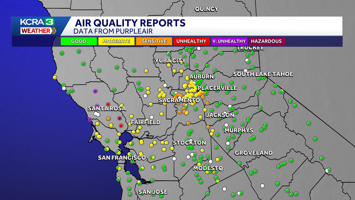 MAP: See air quality impacts across the Sacramento Valley from coastal Woodside Fire smoke