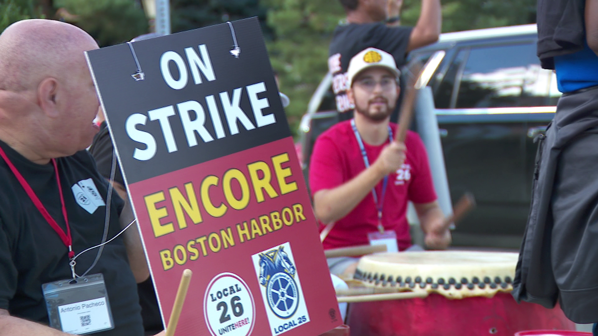 Strike continues at Encore Boston Harbor; workers demand higher pay, benefits