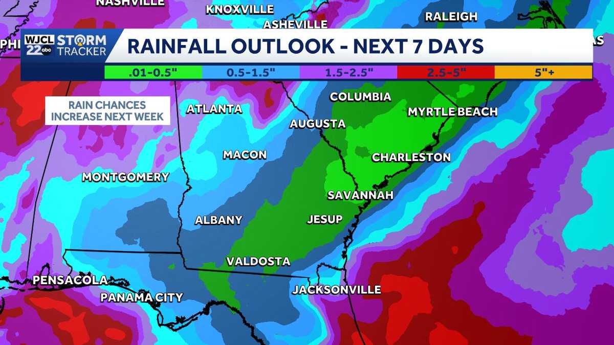Dry spell continues with rain chances lurking...the timing for Coastal Georgia, Lowcountry