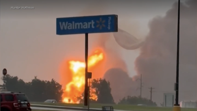 VIDEO: Huge explosion sends natural gas tank dome flying