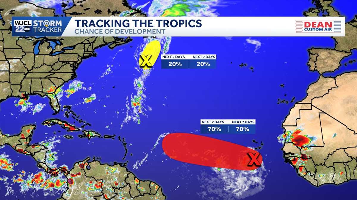 Two areas of interest in the Atlantic Basin...the next named storm will be Dolly