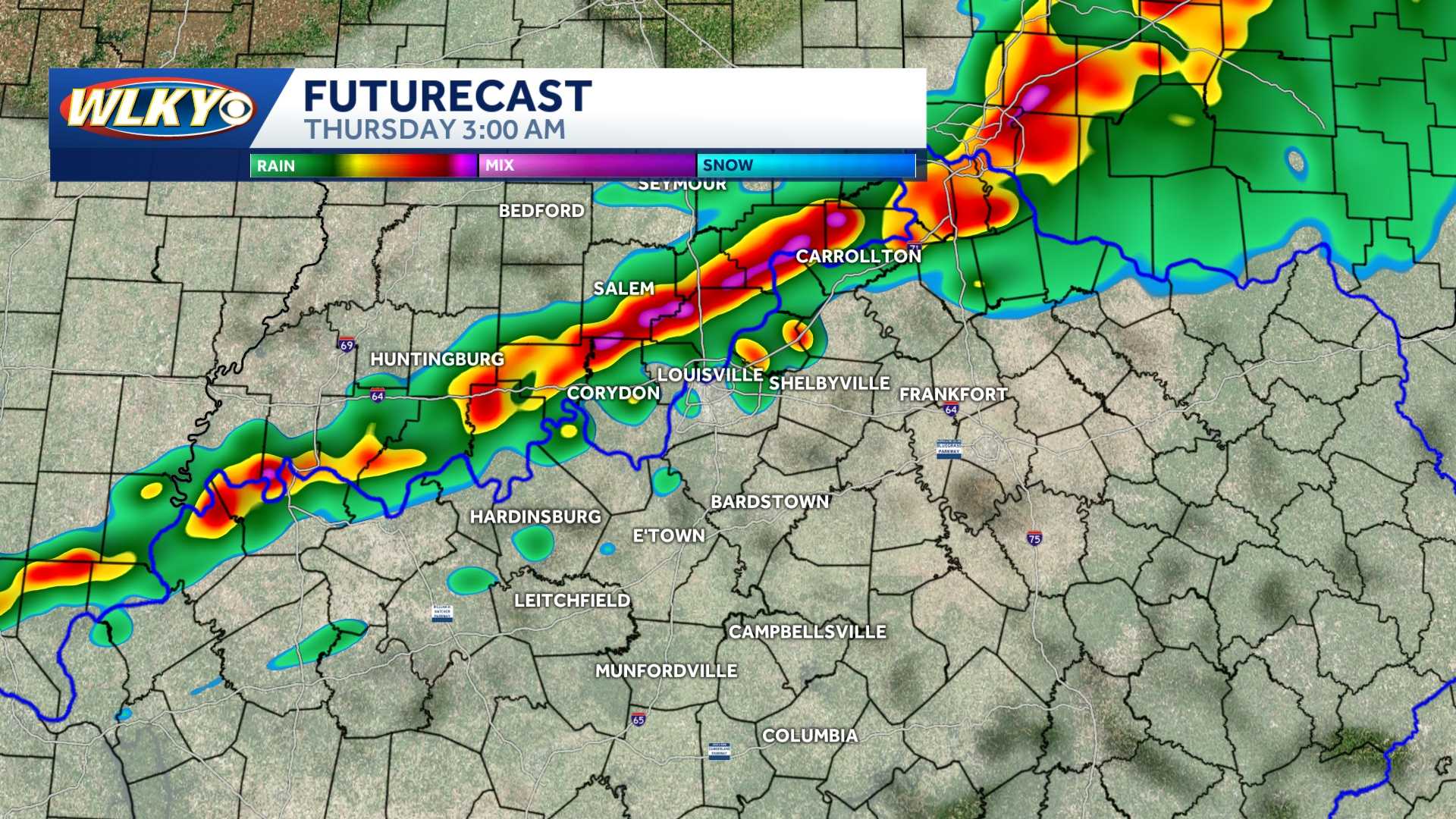 Hour-by-hour forecast: Strong storms headed through the Louisville area