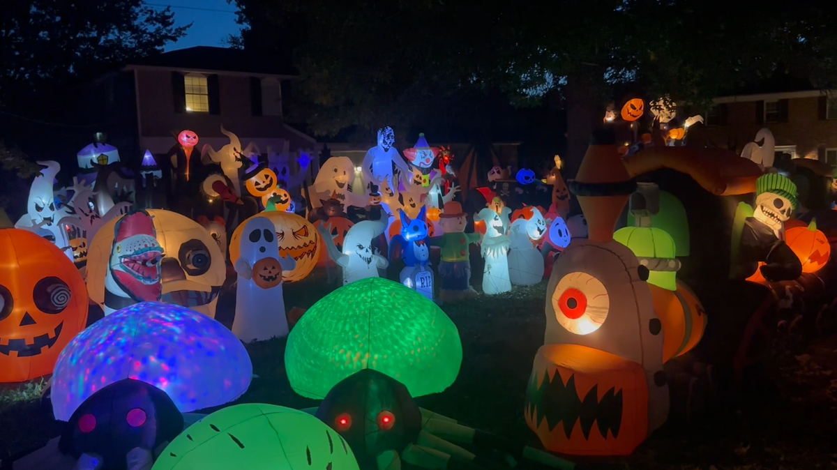 Get in the Halloween spirit with this 77-inflatable display at Anderson Township home