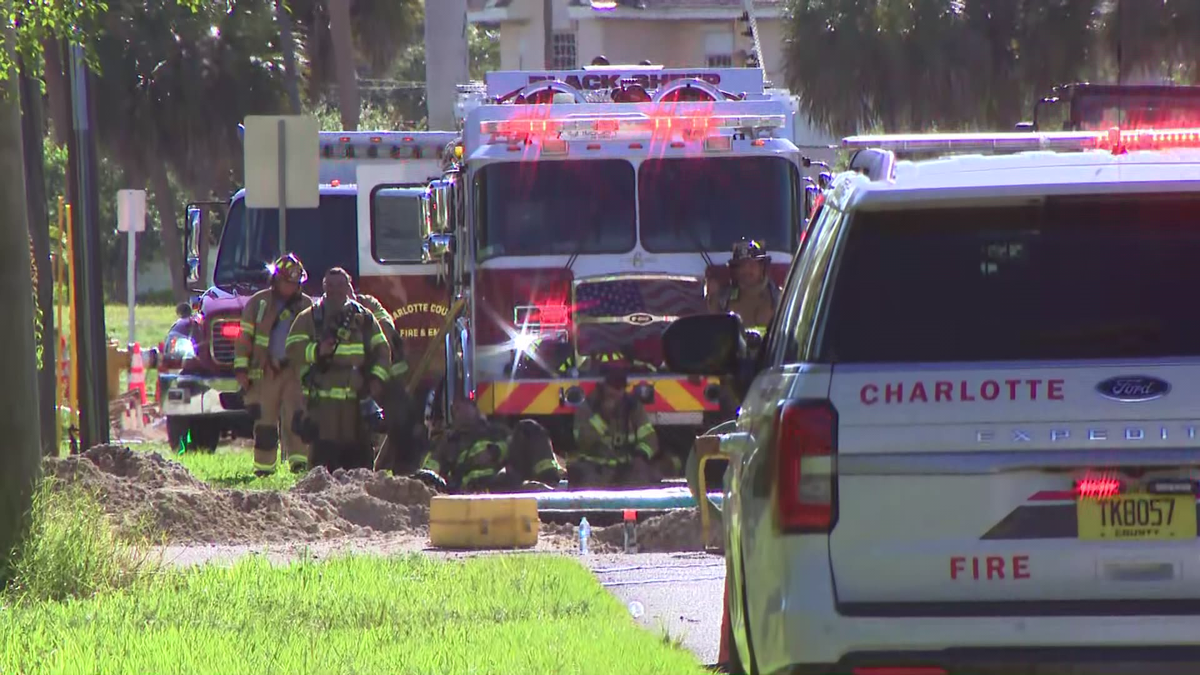 Crews shutoff valve after gas leak at Lavilla Road and Scott Street in Charlotte County