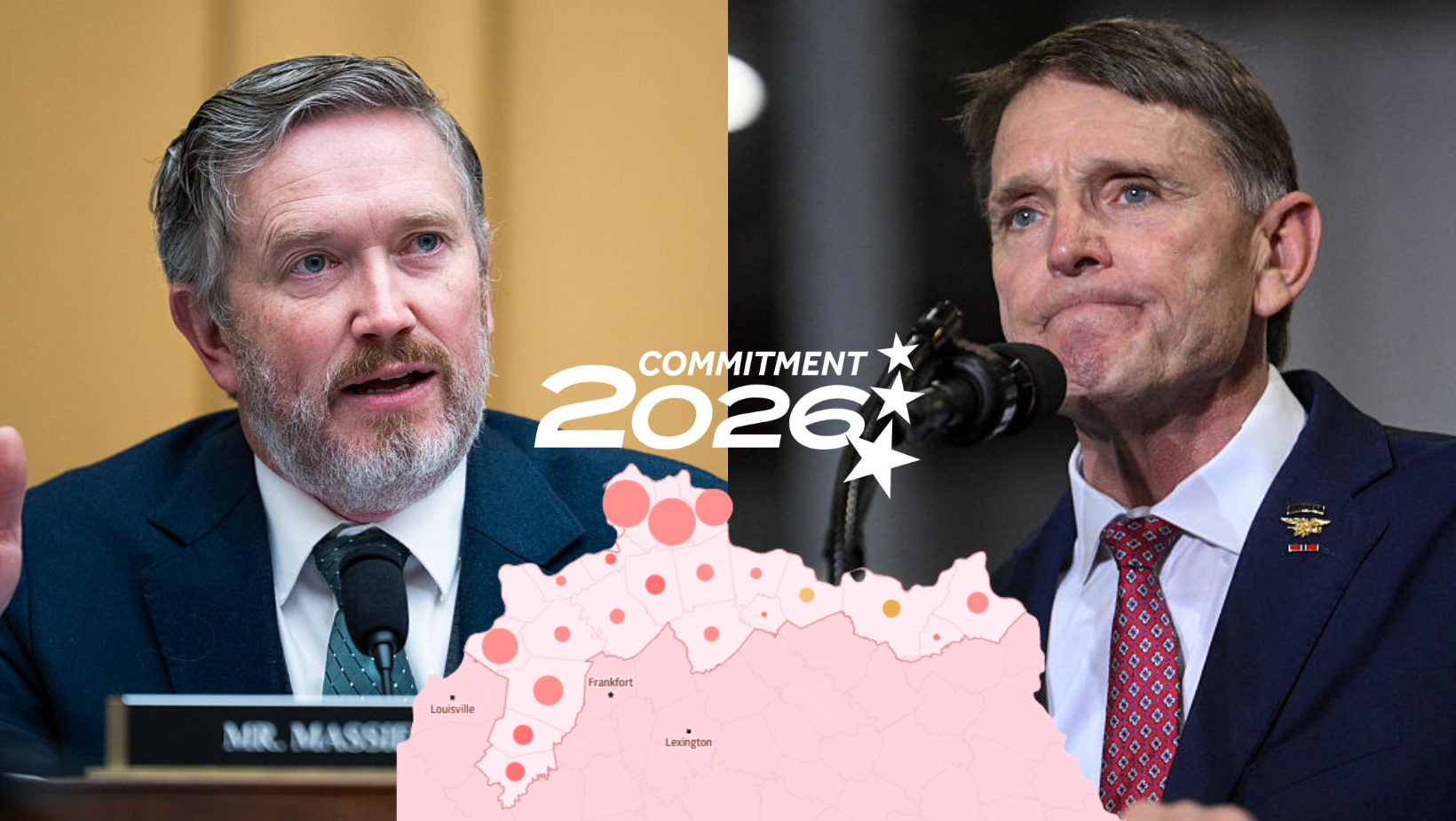 MAP: How counties voted in KY’s 4th District race between Massie and Gallrein