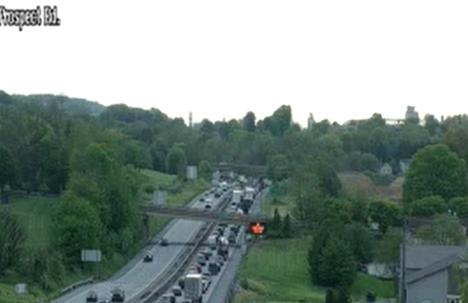 Traffic crawling on Route 30 following Lancaster County, Pa. crash