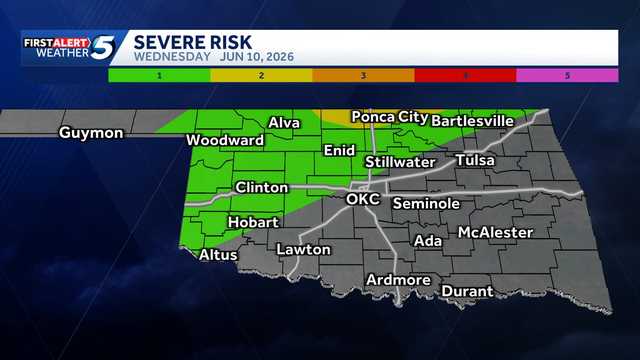 TIMELINE: Severe storms bring risk of damaging winds and golf ball-sized hail to Oklahoma