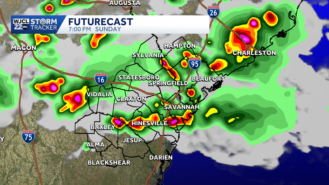 Scattered showers & thunderstorms in the forecast for Southeast Georgia and the Lowcountry on Sunday