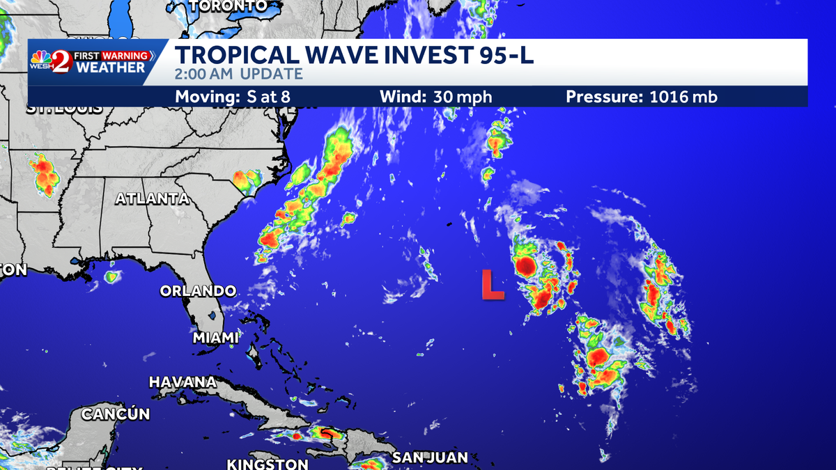 Invest 95-L  could strengthen into tropical depression in Atlantic, NHC says