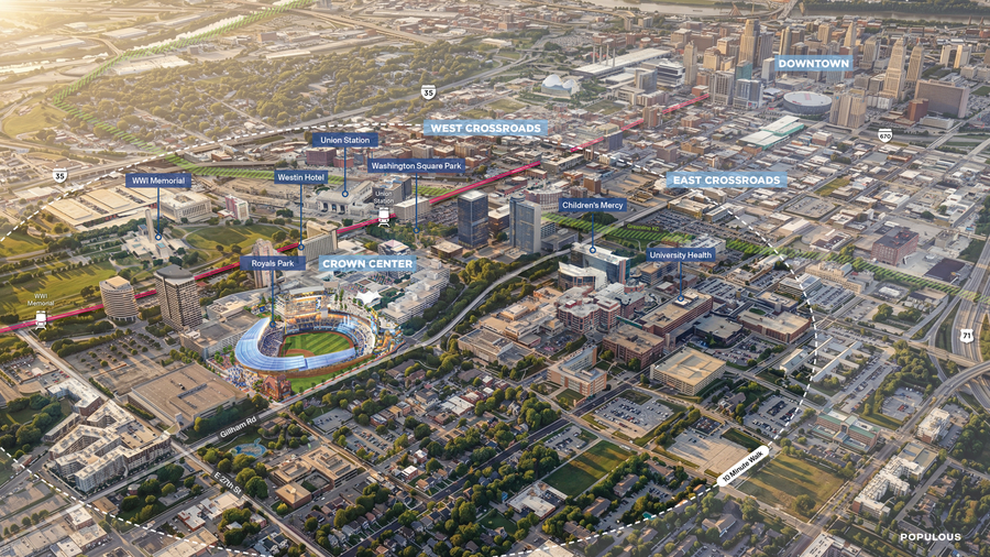 A rendering shows what the new Royals stadium could look like in downtown Kansas City.