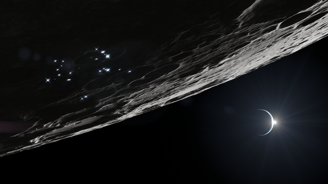 Artist’s rendering of the lunar South Pole region