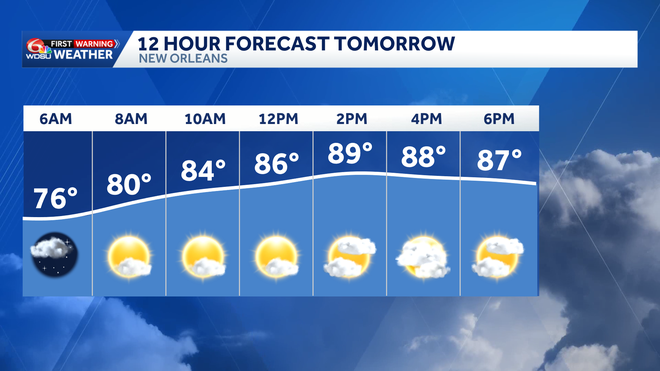 Warm and humid with a slight chance of a shower or storm