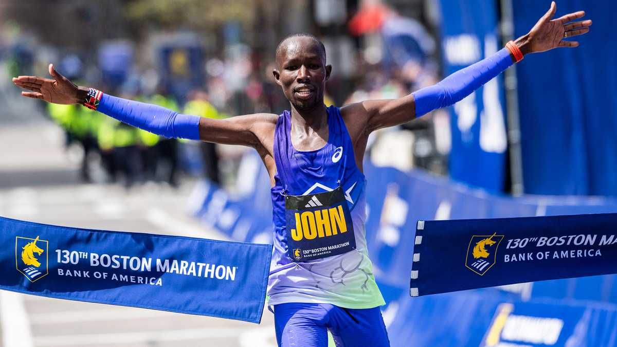Kenyan John Korir sets new Boston Marathon record, winning for 2nd straight year